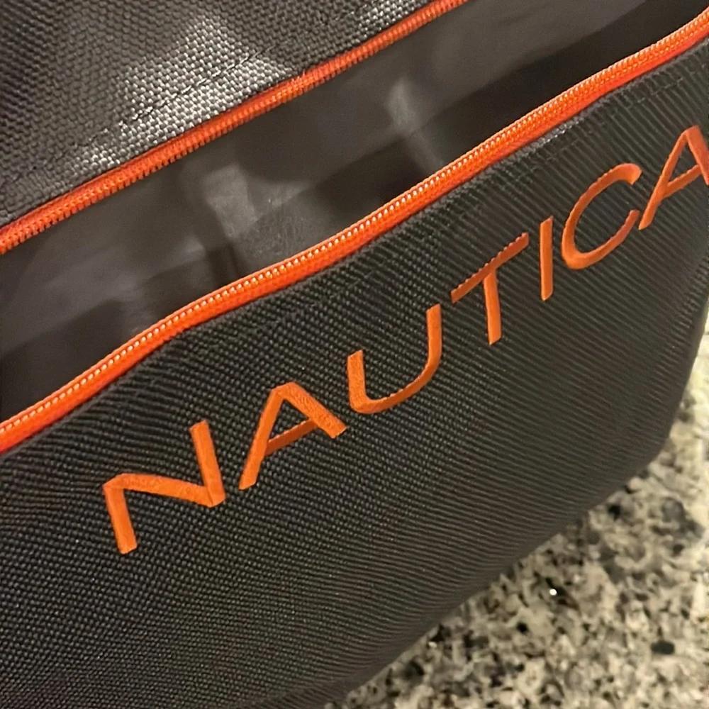 Nautica Grey Orange Canvas Tote new beach pool vacation